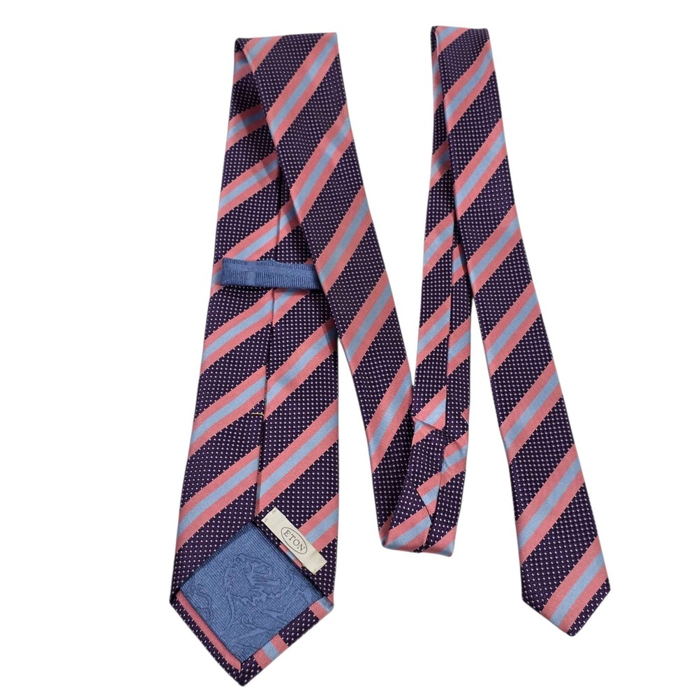 ETON Silk Striped Dotted Necktie Purple Pink Blue Men's Formal Fashion Accessory
